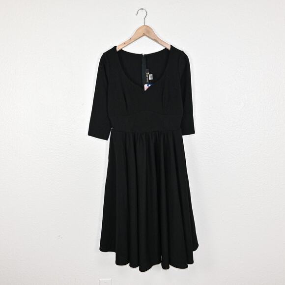 Laura Byrnes Women's Pinup Priscilla Swing Dress in Black Size Medium - Picture 5 of 14